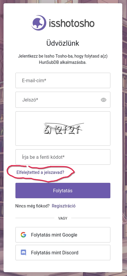 Elfelejtett jelszo link